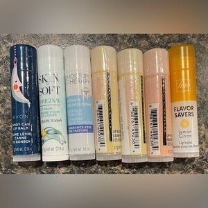 🍬 6 LIP BALM VARIETY LOT Avon Lemon Moisture Flavor Skin So Soft Candy Cane
